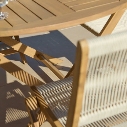 Ashby 6 Seater White Acacia Garden Dining Set with Cove Beige Rope Chairs - 130cm - Laura James