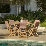 Ashby 6 Seater White Acacia Garden Dining Set with Cove Pink Rope Chairs - 130cm