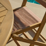 Ashby 6 Seater White Acacia Garden Dining Set with Cove Pink Rope Chairs - 130cm