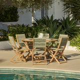 Ashby 6 Seater White Acacia Garden Dining Set with Cove Green Rope Chairs - 130cm - Laura James