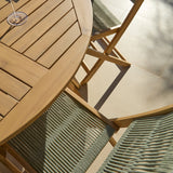 Ashby 6 Seater White Acacia Garden Dining Set with Cove Green Rope Chairs - 130cm - Laura James