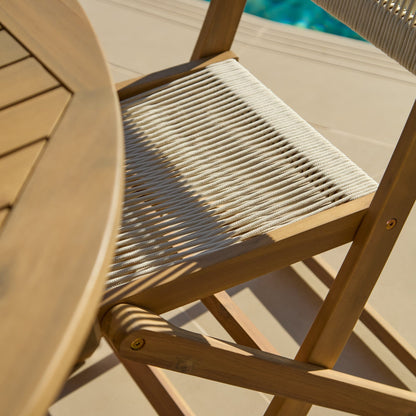 Ashby 6 Seater White Acacia Garden Dining Set with Cove Beige Rope Chairs - 160cm - Laura James