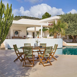 Ashby 6 Seater White Acacia Garden Dining Set with Cove Green Rope Chairs - 160cm - Laura James