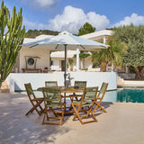 Ashby 6 Seater White Acacia Garden Dining Set with Cove Green Rope Chairs - 160cm - Laura James
