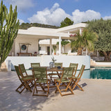 Ashby 8 Seater White Acacia Garden Dining Set with Cove Green Rope Chairs - 160cm - Laura James