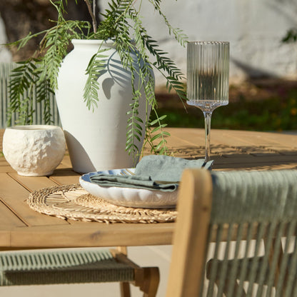 Ashby 8 Seater White Acacia Garden Dining Set with Cove Green Rope Chairs - 160cm - Laura James