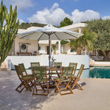 Ashby 8 Seater White Acacia Garden Dining Set with Cove Green Rope Chairs - 160cm - Laura James