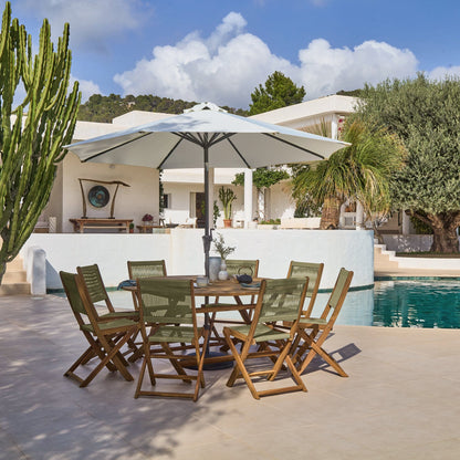 Ashby 8 Seater White Acacia Garden Dining Set with Cove Green Rope Chairs - 160cm - Laura James