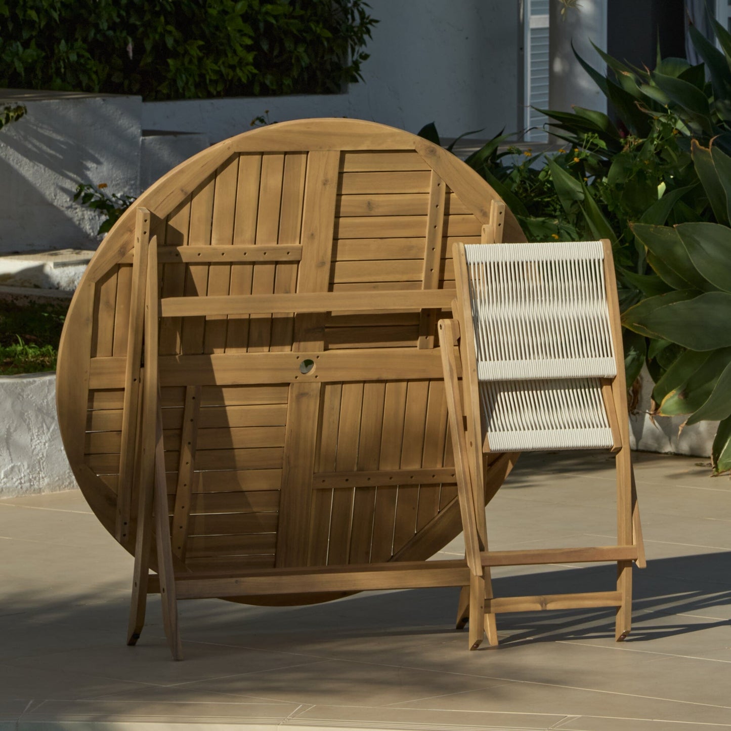 Ashby 6 Seater White Acacia Garden Dining Set with Cove Beige Rope Chairs - 160cm - Laura James