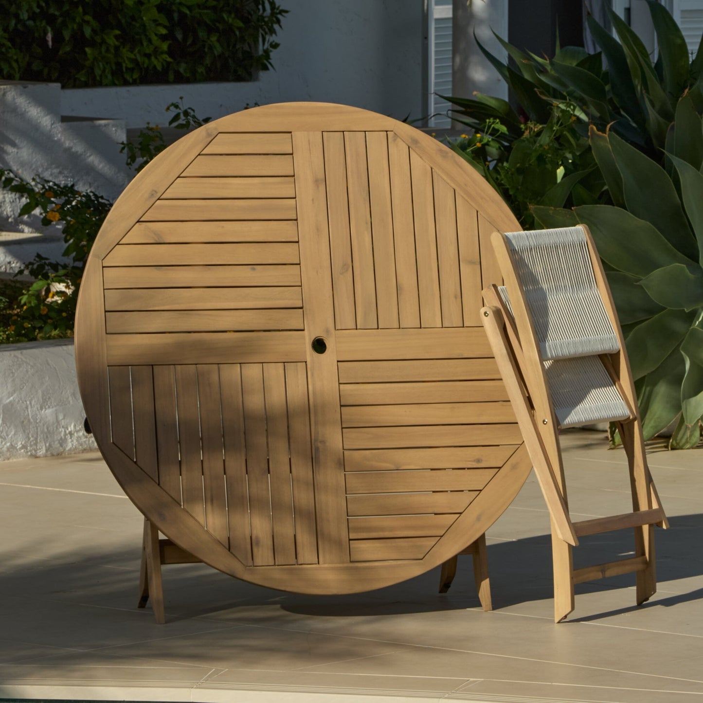 Ashby 6 Seater White Acacia Garden Dining Set with Cove Beige Rope Chairs - 160cm - Laura James