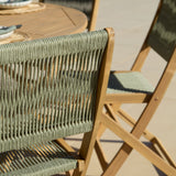 Ashby 6 Seater White Acacia Garden Dining Set with Cove Green Rope Chairs - 160cm - Laura James