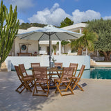 Ashby 8 Seater White Acacia Garden Dining Set with Cove Pink Rope Chairs - 160cm - Laura James