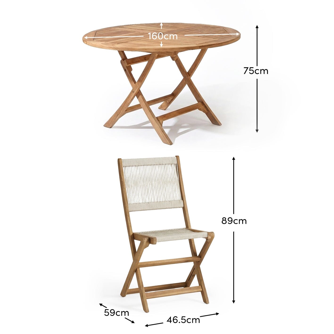Ashby 6 Seater White Acacia Garden Dining Set with Cove Beige Rope Chairs - 160cm - Laura James