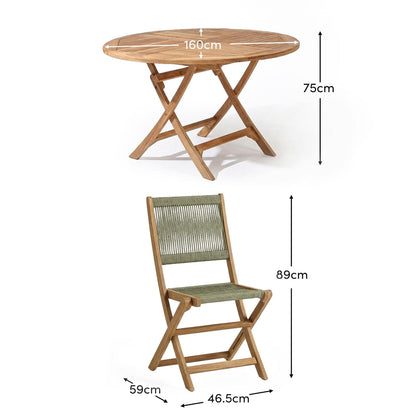 Ashby 6 Seater White Acacia Garden Dining Set with Cove Green Rope Chairs - 160cm -Laura James