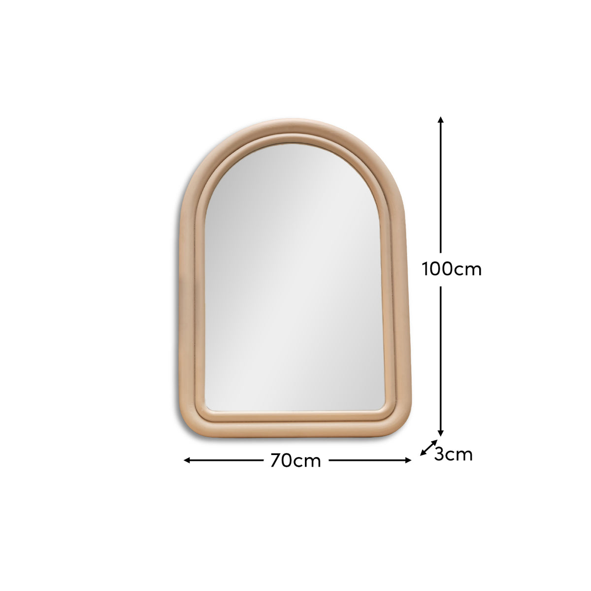 Ashridge 100x70cm Arch Wall Mirror - Oatmeal - Laura James 