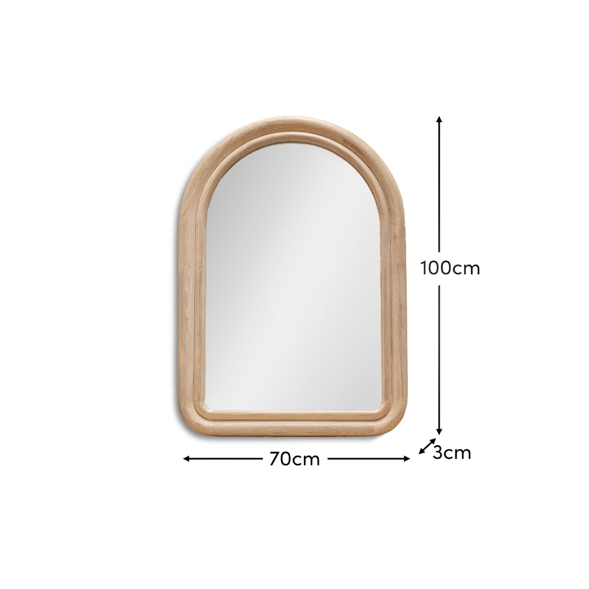 Ashridge 100x70cm Arch Wall Mirror - Whitewash - Laura James 