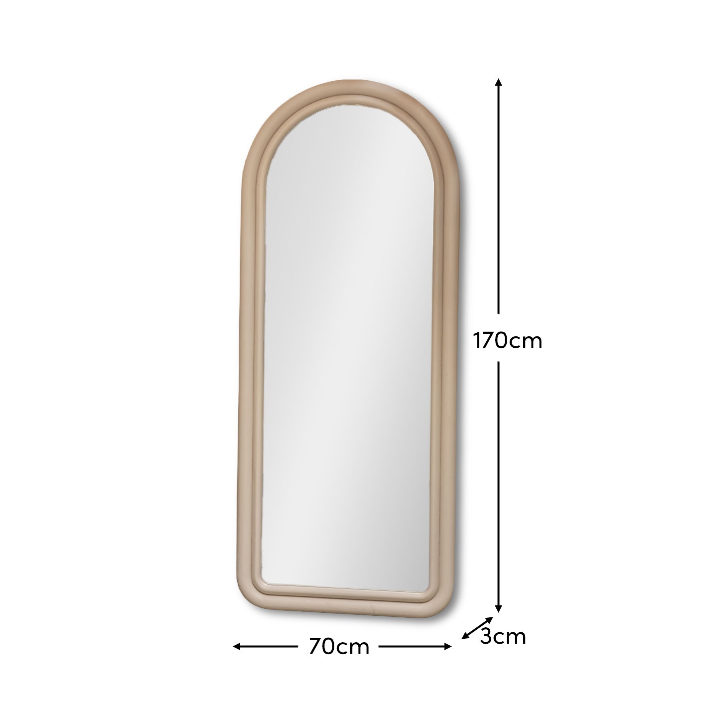 Ashridge 170x70cm Arch Long Wall Mirror - Oatmeal - Laura James 