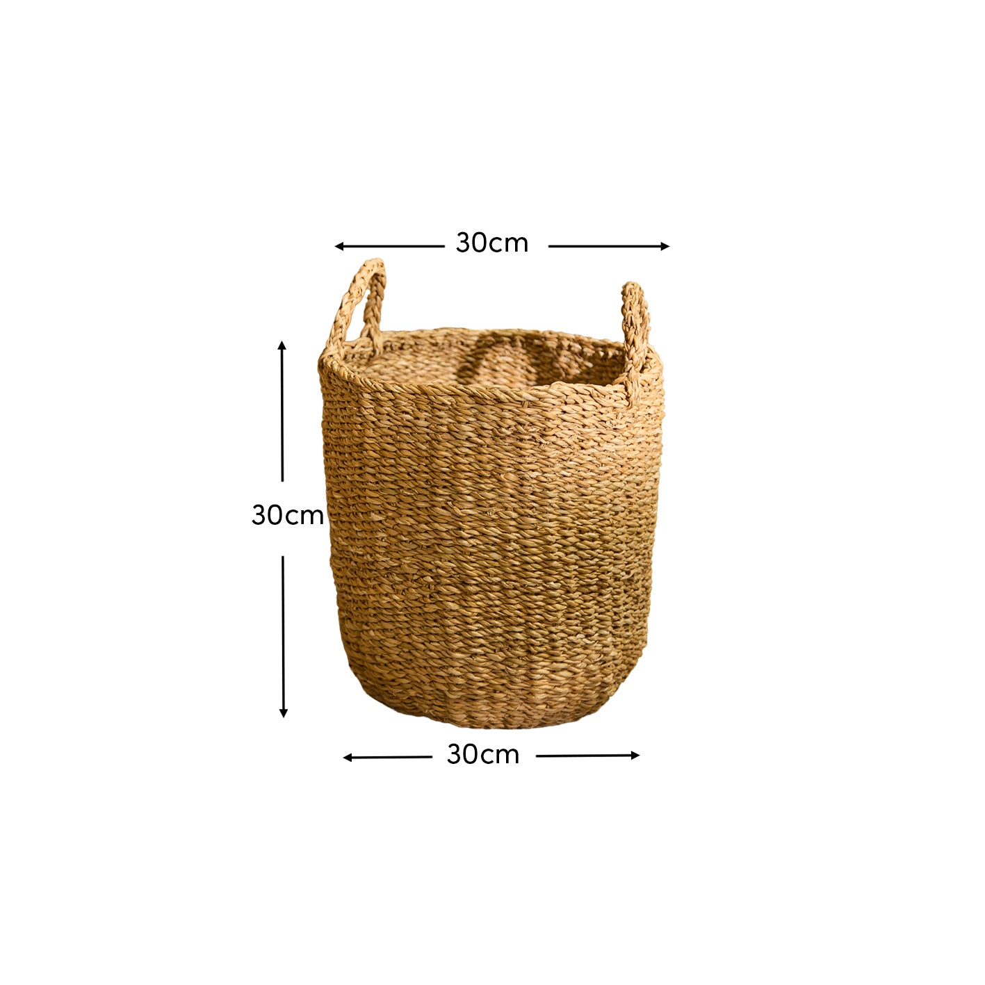 Asika 30cm Round Typha Basket - Natural - Laura James 