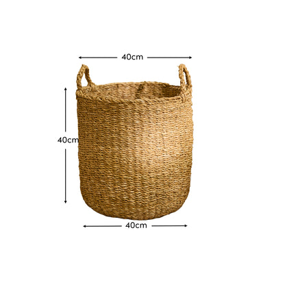 Asika 40cm Round Typha Basket - Natural - Laura James