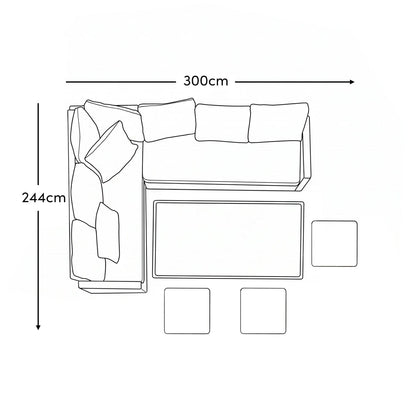 Aston 9 Seater Rattan Corner Sofa Set with Glass Table Top - Grey - Laura James