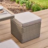 Aston 9 Seater Rattan Garden Corner Dining Set - Light Grey with Polywood Top - Laura James