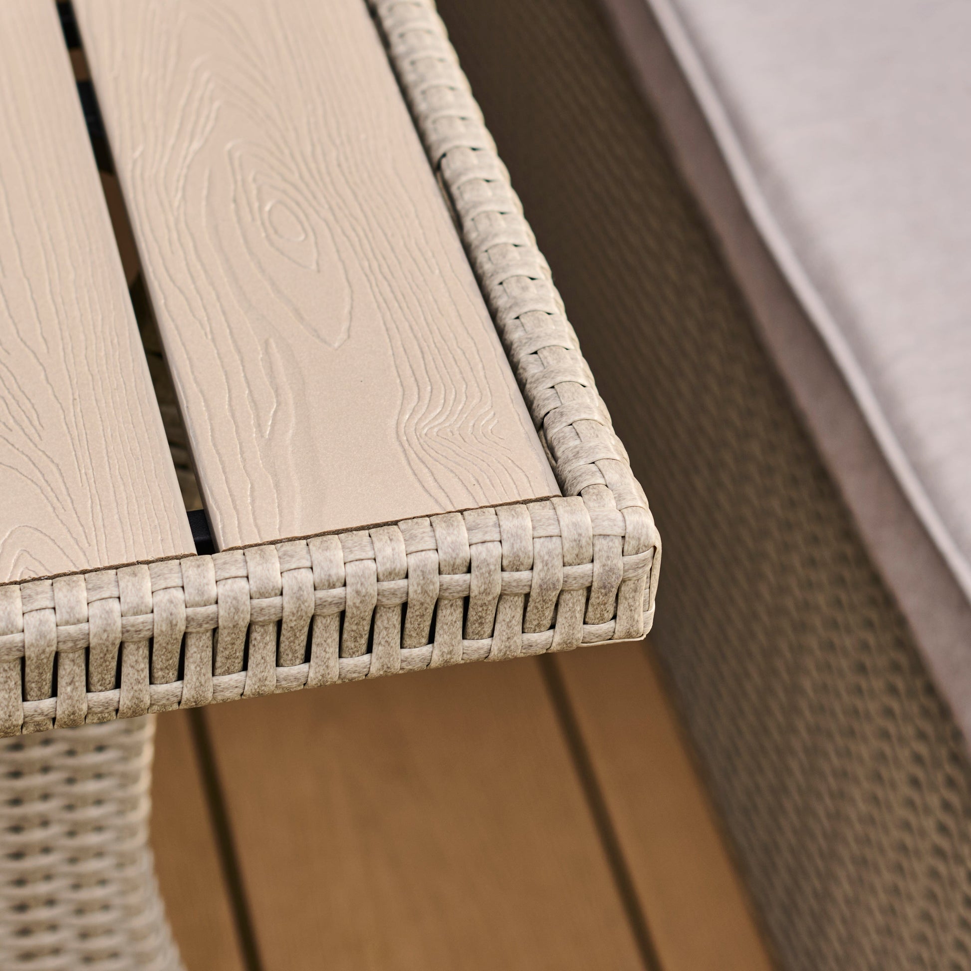 Aston 9 Seater Rattan Garden Corner Dining Set - Light Grey with Polywood Top - Laura James