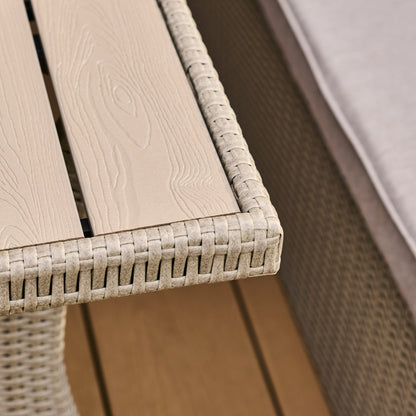 Cube 10 Seater Rattan Garden Dining Set - Light Grey with Polywood Top - Laura James 