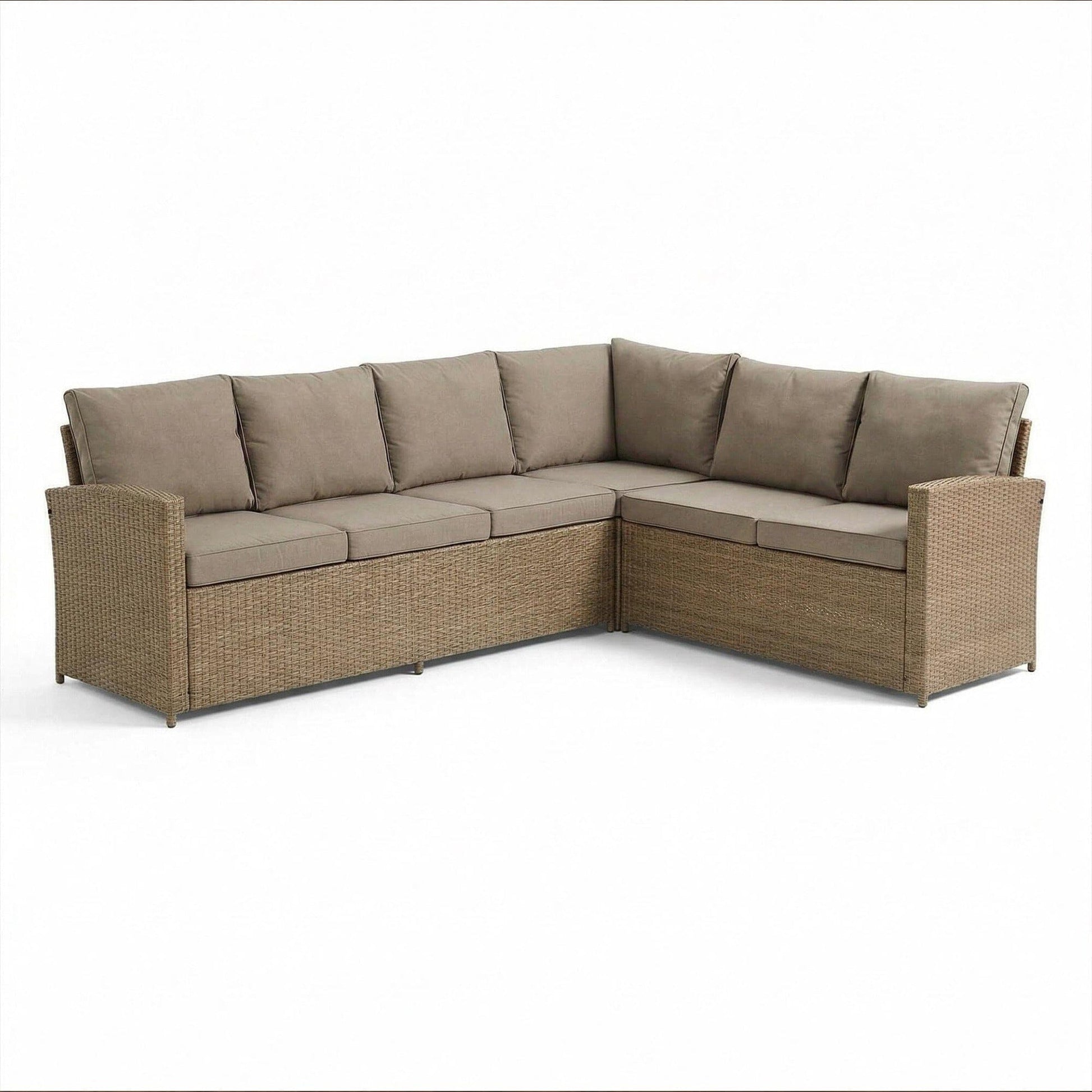 Aston 9 Seater Rattan Garden Corner Sofa Set with Fire Pit - Brown Weave - Laura James