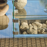 Aston 9 Seater Rattan Garden Corner Sofa Set with Fire Pit - Brown Weave - Laura James