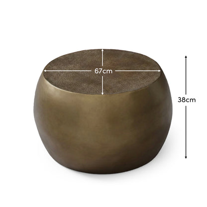 Astra 67cm Round Antique Brass Metal Coffee Table - Laura James 