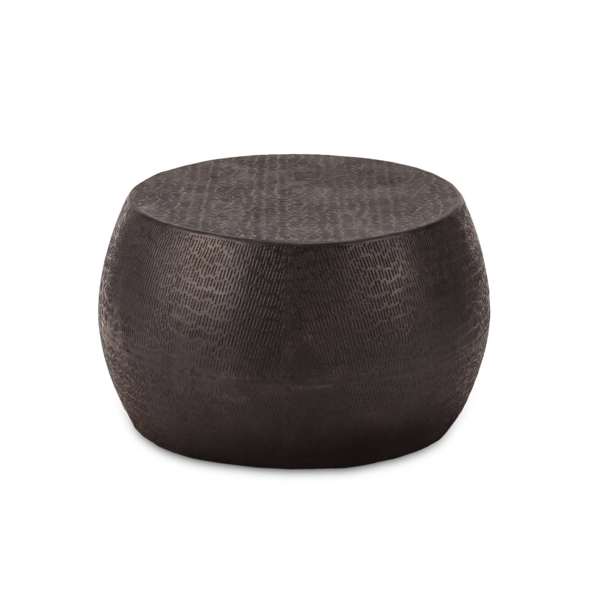 Astra 67cm Round Black Bronze Geometric Lines Metal Coffee Table - Laura James 