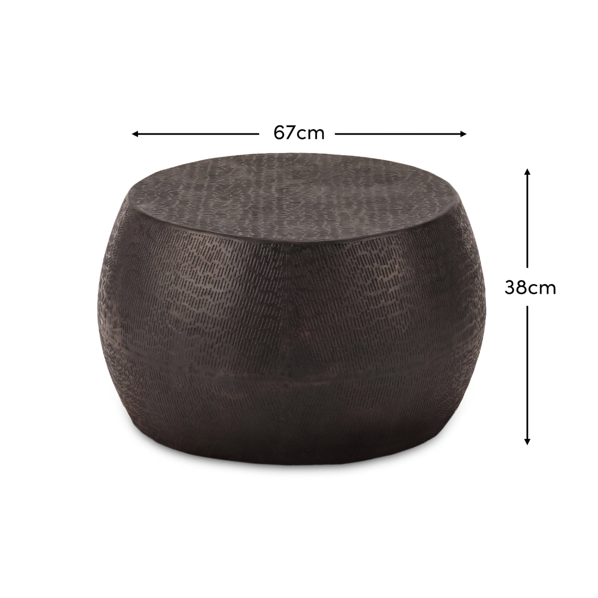 Astra 67cm Round Black Bronze Geometric Lines Metal Coffee Table - Laura James 