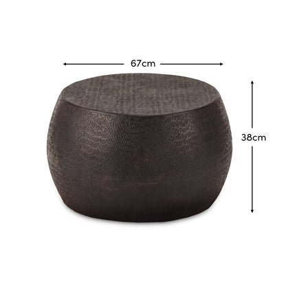 Astra 67cm Round Black Bronze Geometric Lines Metal Coffee Table - Laura James 
