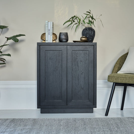 Astrid 2 Door Small Sideboard - Black Oak - Laura James