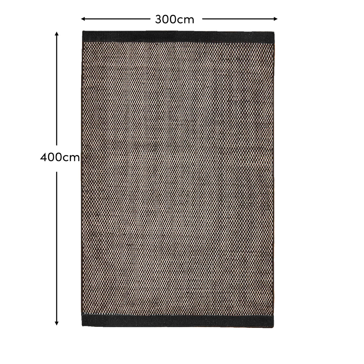 Atcham 300x400cm Wool/Cotton Rug - Black - Laura James 
