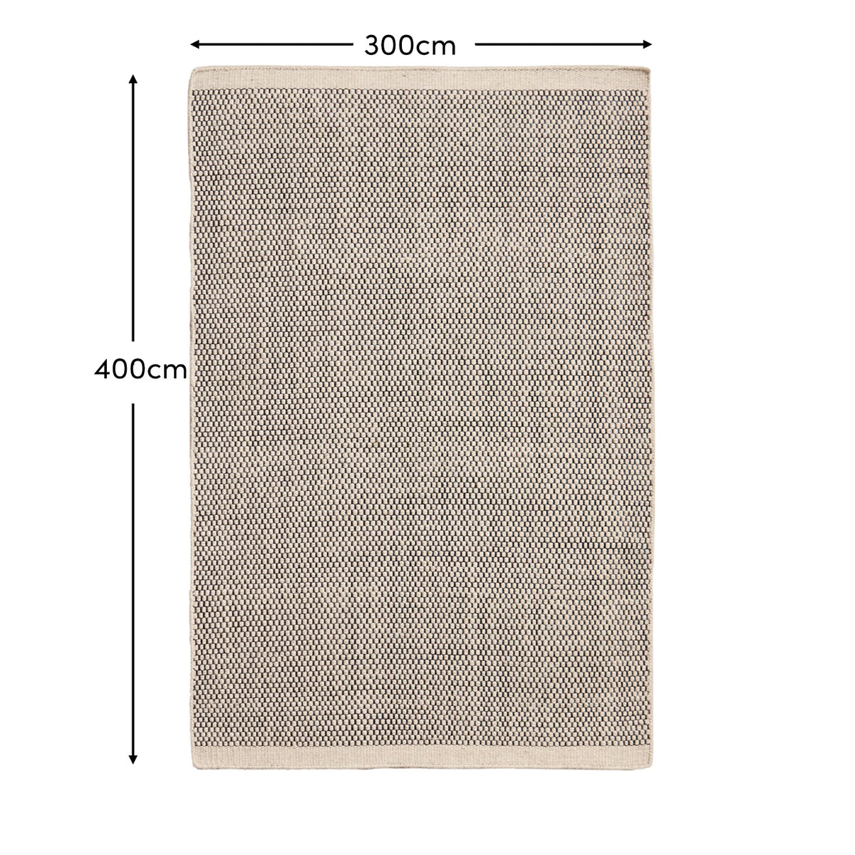 Atcham 300x400cm Wool/Cotton Rug - Black & Natural - Laura James 