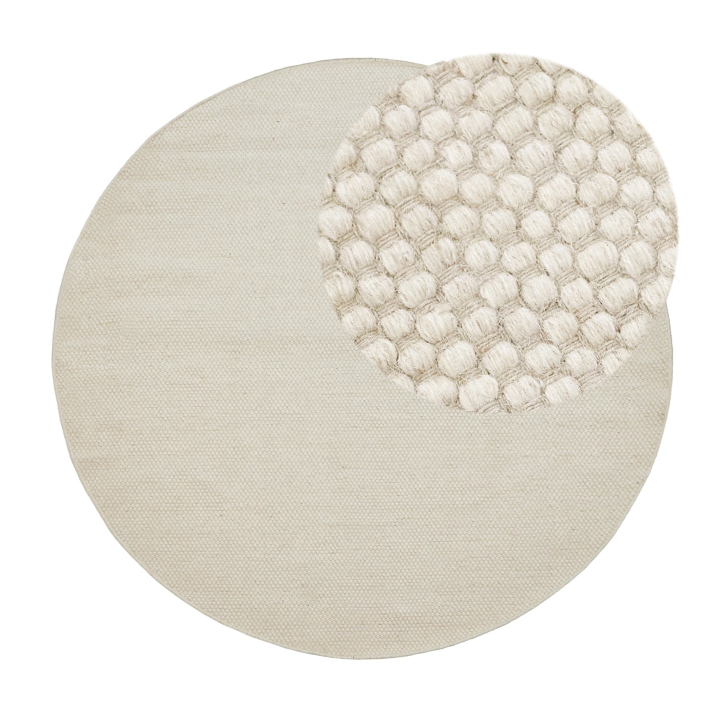 Atcham Clay/Natural Round Rug Wool with Cotton  - 150cm - Laura James 