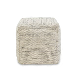 Atcham Clay Marl Wool & Cotton Ottoman - 45 x 45cm - Laura James 