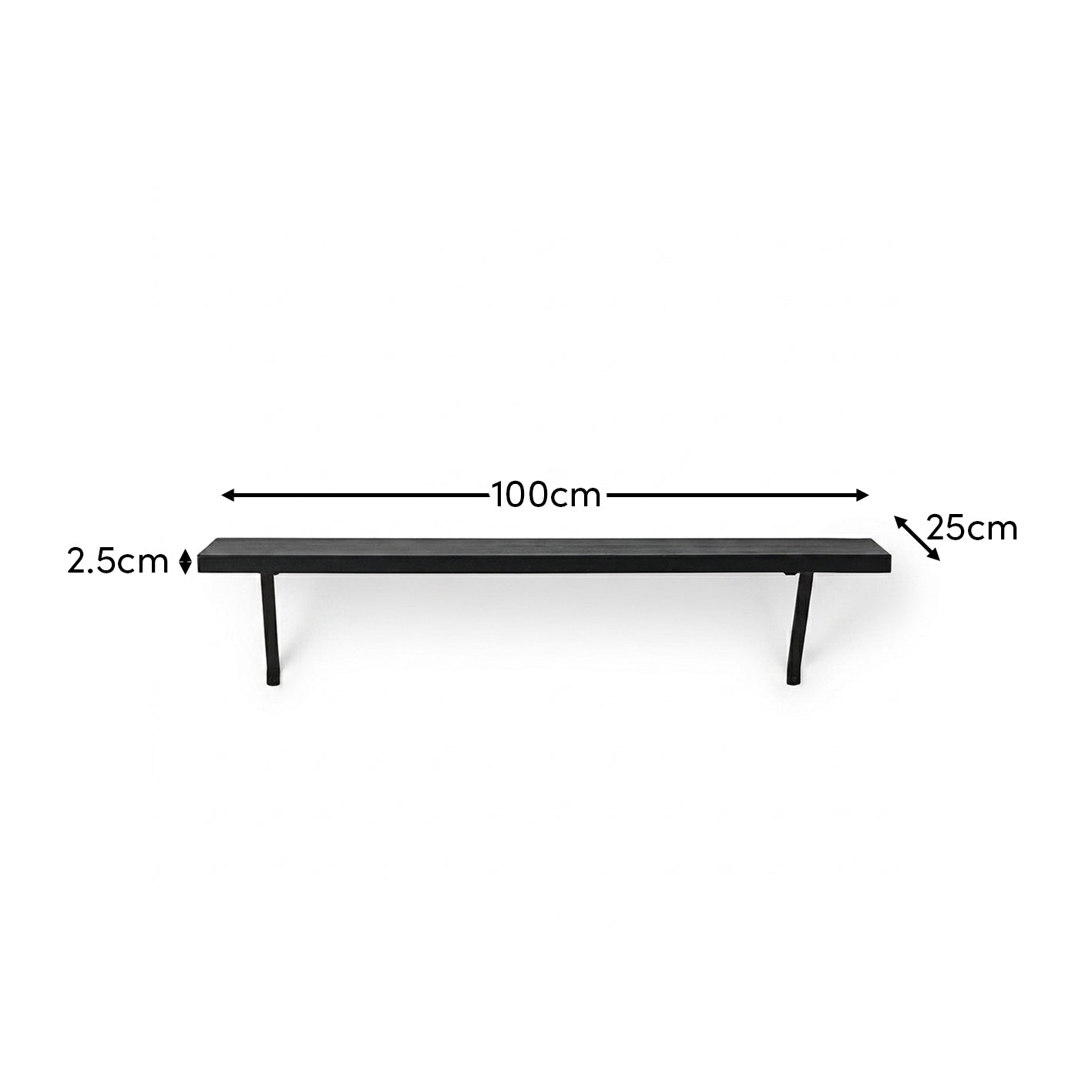 Atlas 100cm Mango Wood Wall Shelf - Jet Black - Laura James