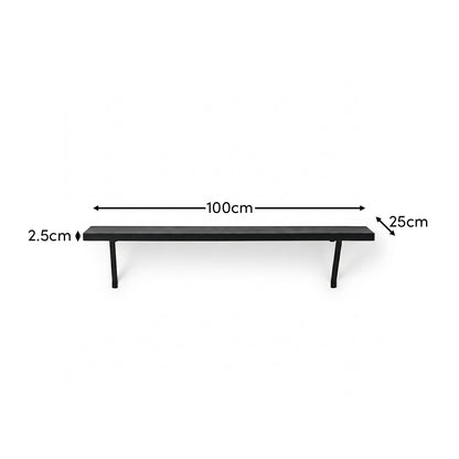 Atlas 100cm Mango Wood Wall Shelf - Jet Black - Laura James