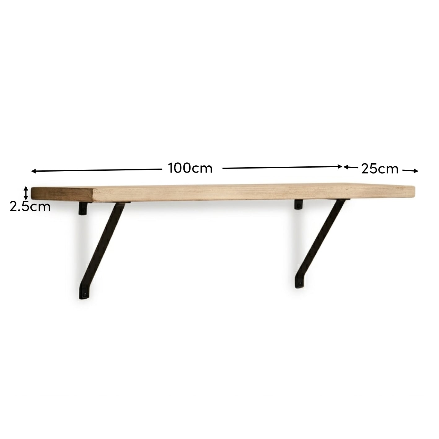Atlas 100cm Mango Wood Wall Shelf - Whitewash - Laura James