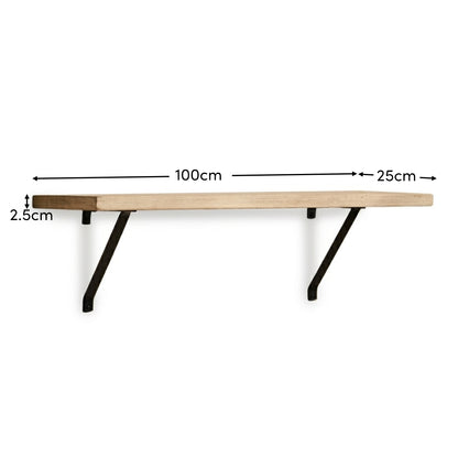 Atlas 100cm Mango Wood Wall Shelf - Whitewash - Laura James