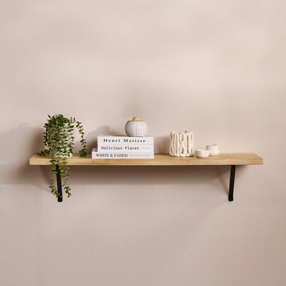 Atlas 100cm Mango Wood Wall Shelf - Whitewash - Laura James