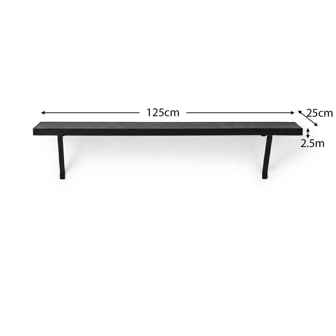 Atlas 125cm Wall Shelf - Jet Black Mango Wood - Laura James