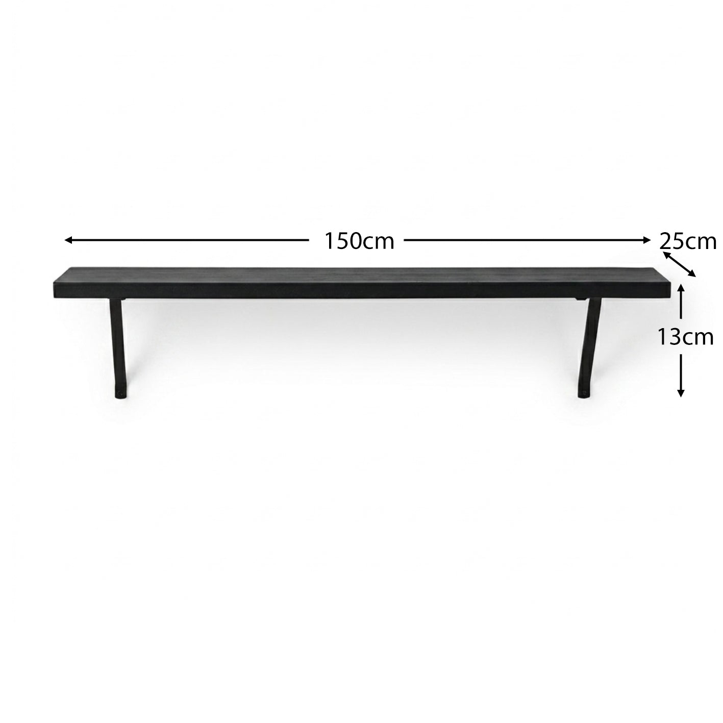 Atlas 150cm Mango Wood Wall Shelf - Jet Black - Laura James