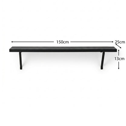 Atlas 150cm Mango Wood Wall Shelf - Jet Black - Laura James