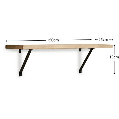 Atlas 150cm Mango Wood Wall Shelf - Whitewash - Laura James