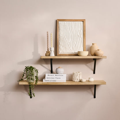 Atlas 100cm Mango Wood Wall Shelf - Whitewash - Laura James