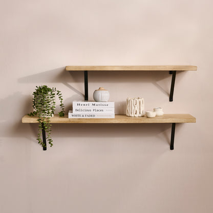 Atlas 100cm Mango Wood Wall Shelf - Whitewash - Laura James