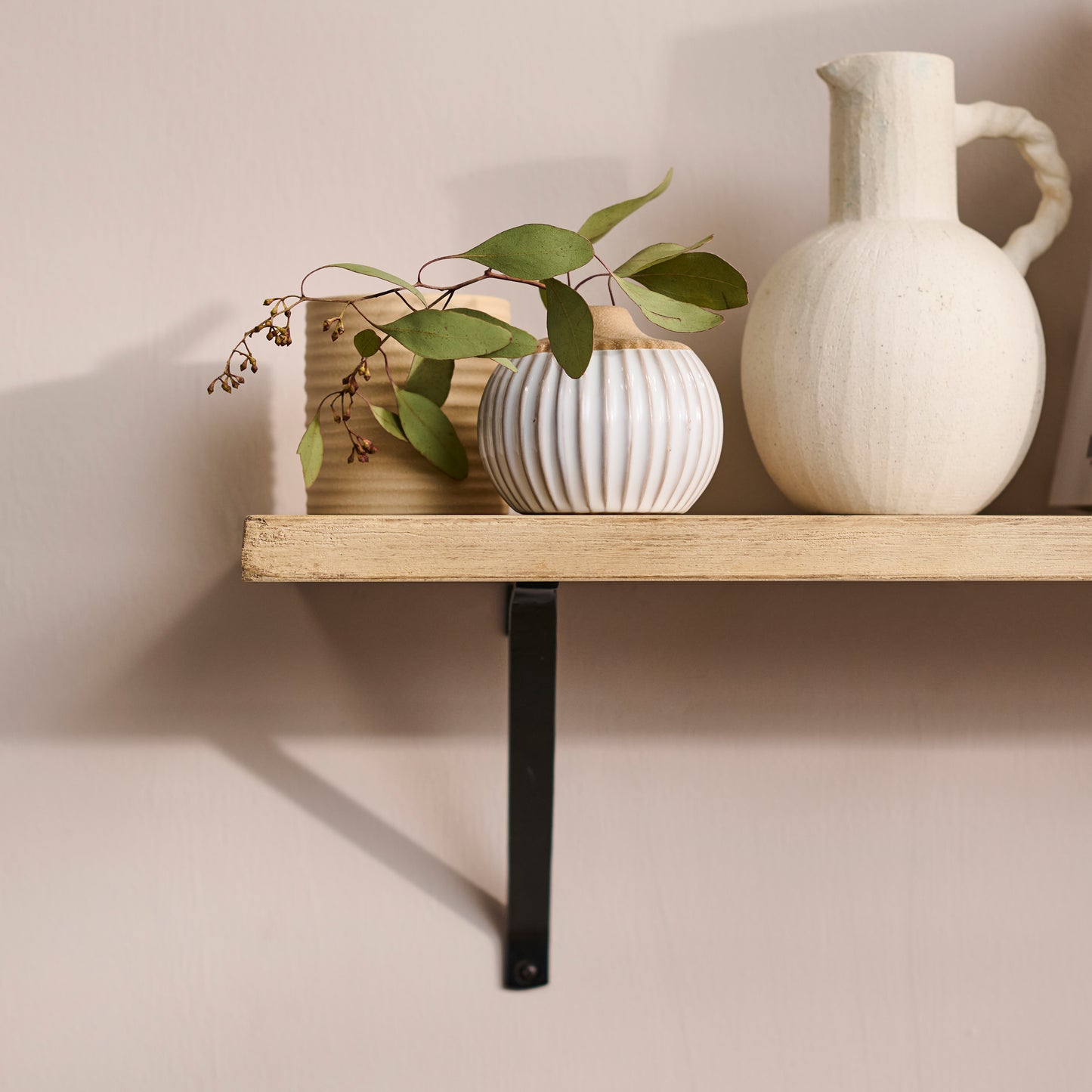 Atlas 100cm Mango Wood Wall Shelf - Whitewash - Laura James